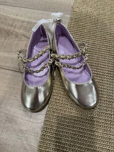 Crewcuts J Crew Girls Gold Star Studded Ballet Flats Bow Shoes K1 Size 1 New!