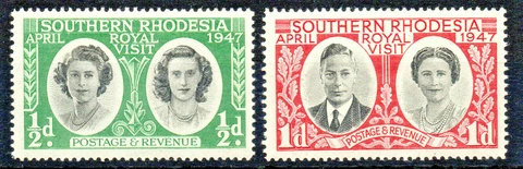Southern Rhodesia #65 -66 Mint NH Complete 1947 Royal Visit Set KGVI Cover