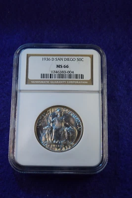 1936-D SAN DIEGO COMMEMORATIVE HALF DOLLAR NGC CERTIFIED MS--66 GREAT HALF #52 - Image 1 of 4