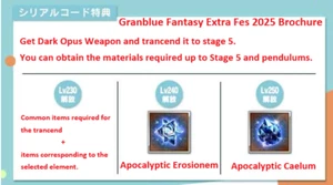 Granblue Fantasy Extra Fes 2025 Brochure Transcend Dark Opus Weapons serial code - Picture 1 of 4