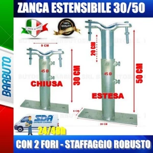ZANCA TIPO EMILIA 30/50 CM TELESCOPICA REGOLABILE,STAFFA X ANTENNA-MADE IN ITALY - Foto 1 di 1