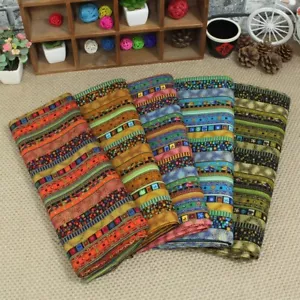 Ethnic Fabric Stripe Cotton Linen Boho Indian Mediterranean 1M DIY Table Cloth - Picture 1 of 14