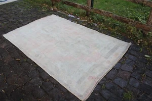 Faded Vintage Handmade Turkish Oriental Bedroom Oushak Area Carpet Rug, 48"x76" - Picture 1 of 8