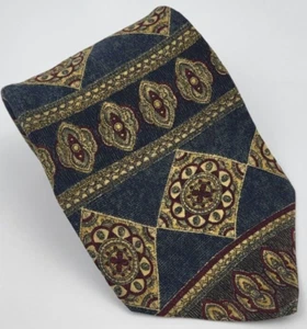 Van Heusen 417 Silk Tie Blue Red Beige Geometric Men Necktie 56.5 x 3.75 - Picture 1 of 5