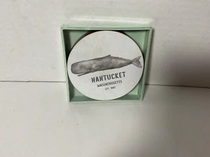 Nantucket Massachusetts Rock Flower Paper 4 Whale Coasters Brand New - Picture 1 of 2