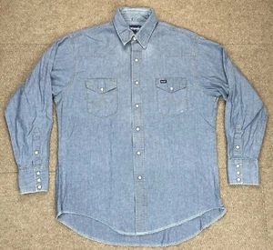Wrangler Vtg Men's Regular Fit Preshrunk Snap Button Shirt Size 16.5-34 - Picture 1 of 13