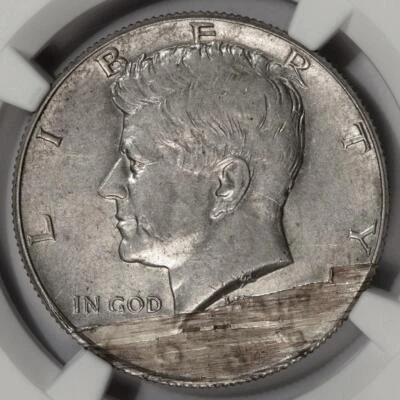 1965 NGC AU58 Lamination Error Kennedy Half Dollar Mint Error Wow Ghost Date - Image 1 of 4