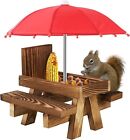 Eichhrnchen Futterhaus Wetterfest Picknicktisch Holz -Futtertisch + Regenschirm