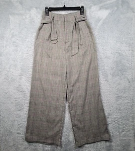 A Calin by Flying Tomato Pants Womens Medium Glen Check High Rise Wide Leg 28x30 - Picture 1 of 10