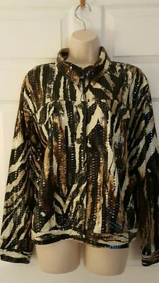 Elementz Women's Animal Print with Detail Jacket Top XL - Image 1 of 4