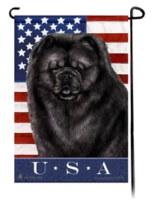 Patriotic USA Garden Flag - Black Chow Chow 041 - Picture 1 of 1