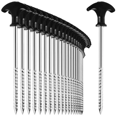 24x Zelt-Heringe aus Stahl - robuste Erdnägel mit Gewinde für Camping