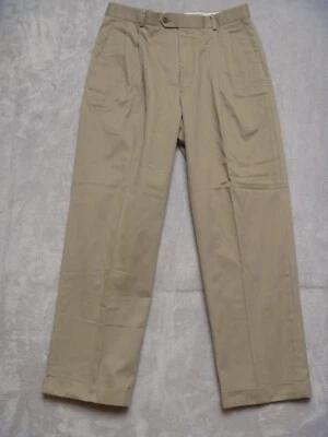 Pantalones chinos Louis Raphael para hombre talla 33x30 caqui plisados dobladillos delanteros con puños Foto 1 de 4