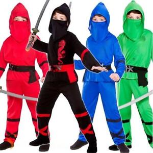 Boys Power Ninja Costume Martial Arts Japanese Samurai Warrior Fancy Dress