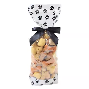 50 x DOG CAT PAW PRINT Block Bottom Clear Cello Sweet Gift Bags - 85x50x300mm - Picture 1 of 2
