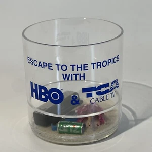 HBO & TCA Cable Escape To Tropics Cup PINK Umbrella Beach Sand Advertising Ad - Picture 1 of 8