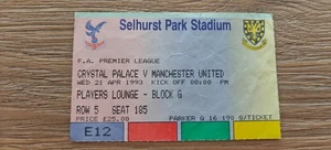 Boleto Crystal Palace 1993 vs Manchester United Premier League 35296 - Imagen 1 de 1