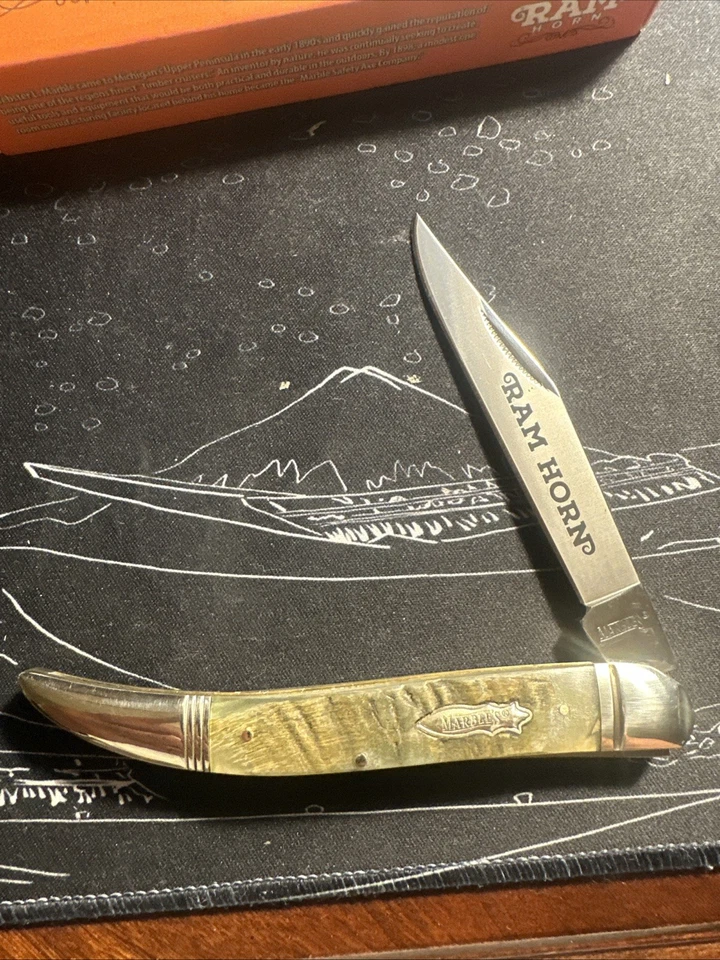 Marbles Large Toothpick Ram's Horn Folding Knife Pocket Folder MR362