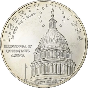 [#199325] United States, Dollar, Bicentenaire du Capitol, 1994, U.S. Mint, Sil,  - Picture 1 of 2