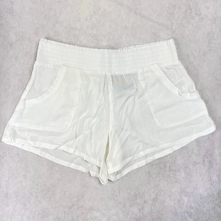 Prana Pull-On Fernie Shorts Size XL White Semi-Sheer Swim Coverup