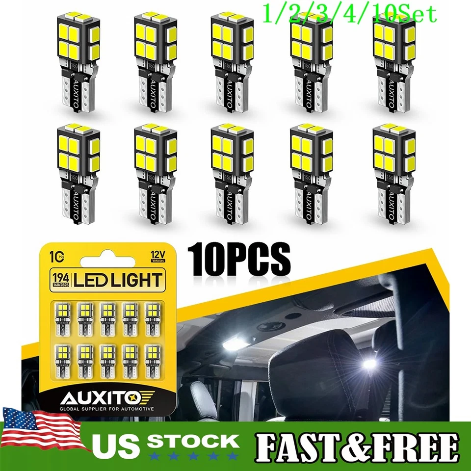 Placa de licença LED T10 lâmpadas 6500K branco super brilhante 168 2825 conjunto 1~10 - Imagem 1 de 4