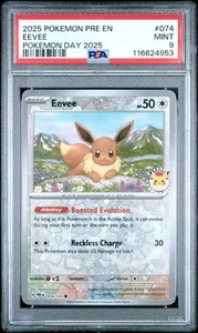 Pokémon Pre-Prismatic Evolutions 2025 074 EEVEE POKEMON DAY 2025 PSA 9 - Imagen 1 de 2