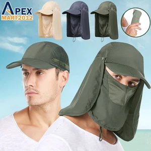 Foldable Fishing Hat Sun Cap with Neck Flap Face Cover UV Protection Women Men - Picture 1 of 16
