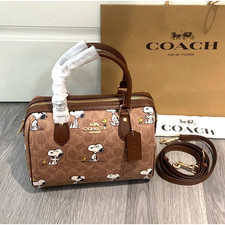 Coach X Peanuts Rowan Satchel Bag In Signature With Snoopy Print CBM33