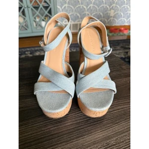 Veronica Beard Jean Lalana Ankle-Strap Platform Sandals Sz. 10 - Picture 1 of 9