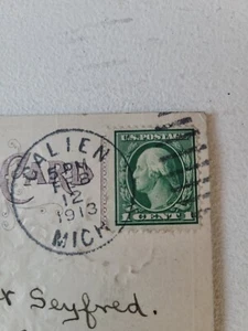 Rare George Washington 1 Cent Stamp on 1913 Valentine Postcard - Picture 1 of 3