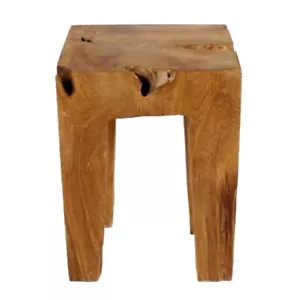 WOHNFREUDEN Hocker aus Teakholz ca. 40 cm lasiert Holz Sitz-Hocker Dekohocker - Bild 1 von 3