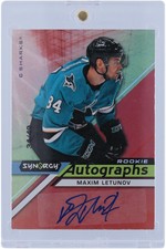 Autographed Maxim Letunov Sharks Hockey Slabbed Rookie Card