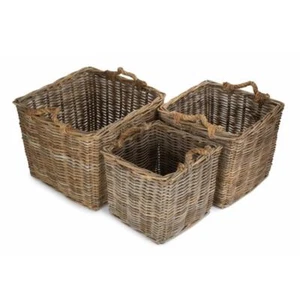 Cestino quadrato in legno di rattan grigio - Foto 1 di 29