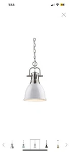 Golden Lighting 3602-S PW-WH Duncan Pendant, Silver with White Shade - Picture 1 of 2