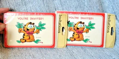 Vintage Christmas Garfield Party Invitations Jim Davis 2 Packs Of 8 - Image 1 of 2