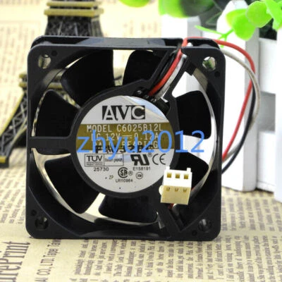100% Test 1pc AVC C6025B12L 12V 0.12A 6CM 6025 3-wire Double Ball Cooling Fan - Image 1 of 2