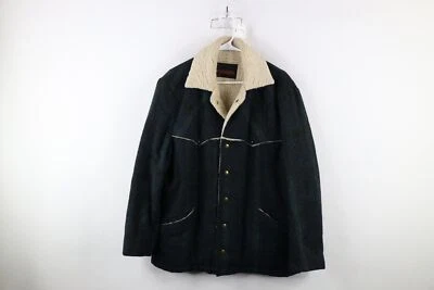 Vtg 50s 60s McGregor Mens 42 Distressed Western Deep Pile Fleece Wool Jacket USA - Image 1 of 4