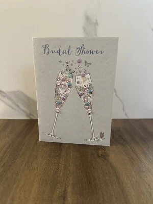 Second Nature Bridal Shower Card with Button and Glitter Embellishments