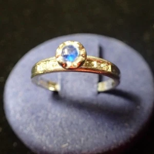 Vintage Garland 14k White Gold Blue Center Stone w/ Diamond Accents Sz 6.25 - Picture 1 of 9