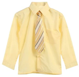 Boys Dress Shirt Long Sleeve Tie 15 Colors Solid Size 5-20 Big Boy New With Tags - Picture 1 of 18