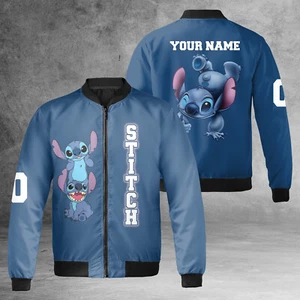 Personalized Funny Stitch Blue Alien Dog Stitch & Lilo Animated Cartoon Jacket - Picture 1 of 6