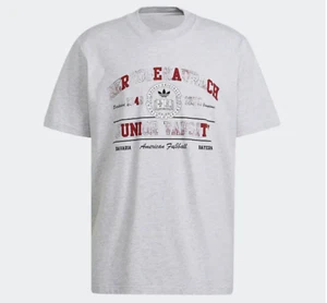 Adidas College Short Sleeve T Shirt Men's sz M Light Grey Heather - Picture 1 of 4