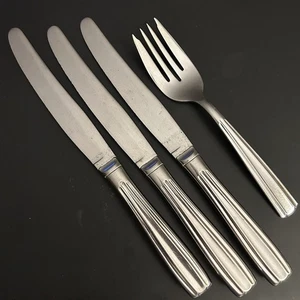 Vintage SEARS ROEBUCK "LAKE SHORE" Stainless 3 DINNER KNIVES + SALAD FORK - USA - Picture 1 of 2