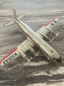 1950s Vintage original American Airlines Litho Tin toy DC-7 airliner RARE !!! - Foto 1 di 8