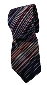 Pierre Balmain Paris Silk Tie New Red and Blue Striped Power Meeting Necktie NWT - Picture 1 of 6