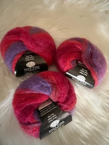 Knit One Crochet Too Mohair Wool Ty-Dy red purple Lot of 3 new Luxury Yarn 7272 - Picture 1 of 6
