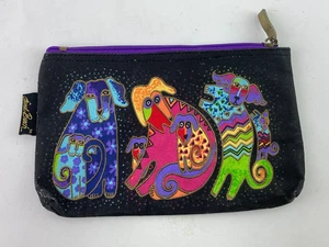 Bolsa de cosméticos Laurel Burch Dog Tales 10" bolsa con cremallera perros usada - Imagen 1 de 9