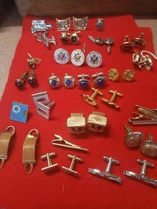 Vintage Lot Of 43 - Mens Jewelry Tie Tacks Cuff Links - Picture 1 of 21
