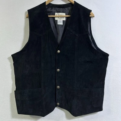 Chaleco Cripple Creek Para Hombres 2XL XXL Negro Gamuza Cuero Vaquero Occidental Rancho Rodeo Foto 1 de 4