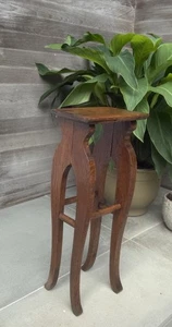 Vintage Oak Plant Stand Pedestal Table 23”h x 9.5”l x 7”d - Picture 1 of 10